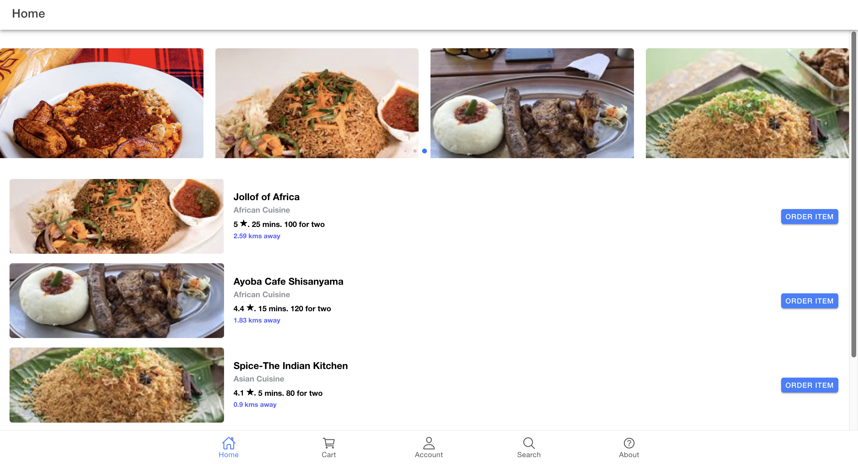 Ordering App Screenshot